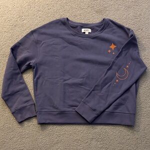 Pact organic Cloudknit crew sweatshirt in moonlight graphic purple size large